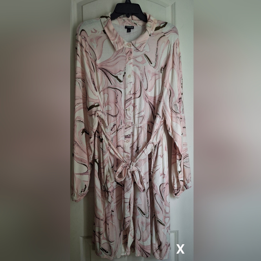 Torrid Mini Rayon Slub Button Down Shirtdress Rayon Marble Sz 4 Party Fairycore‎ - Picture 3 of 10